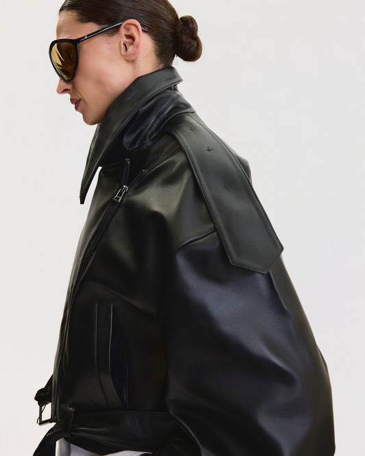 OVERSIZED BIKER LEATHER JACKET