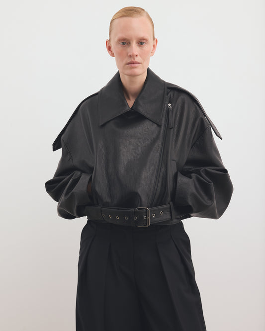 OVERSIZED BIKER LEATHER JACKET