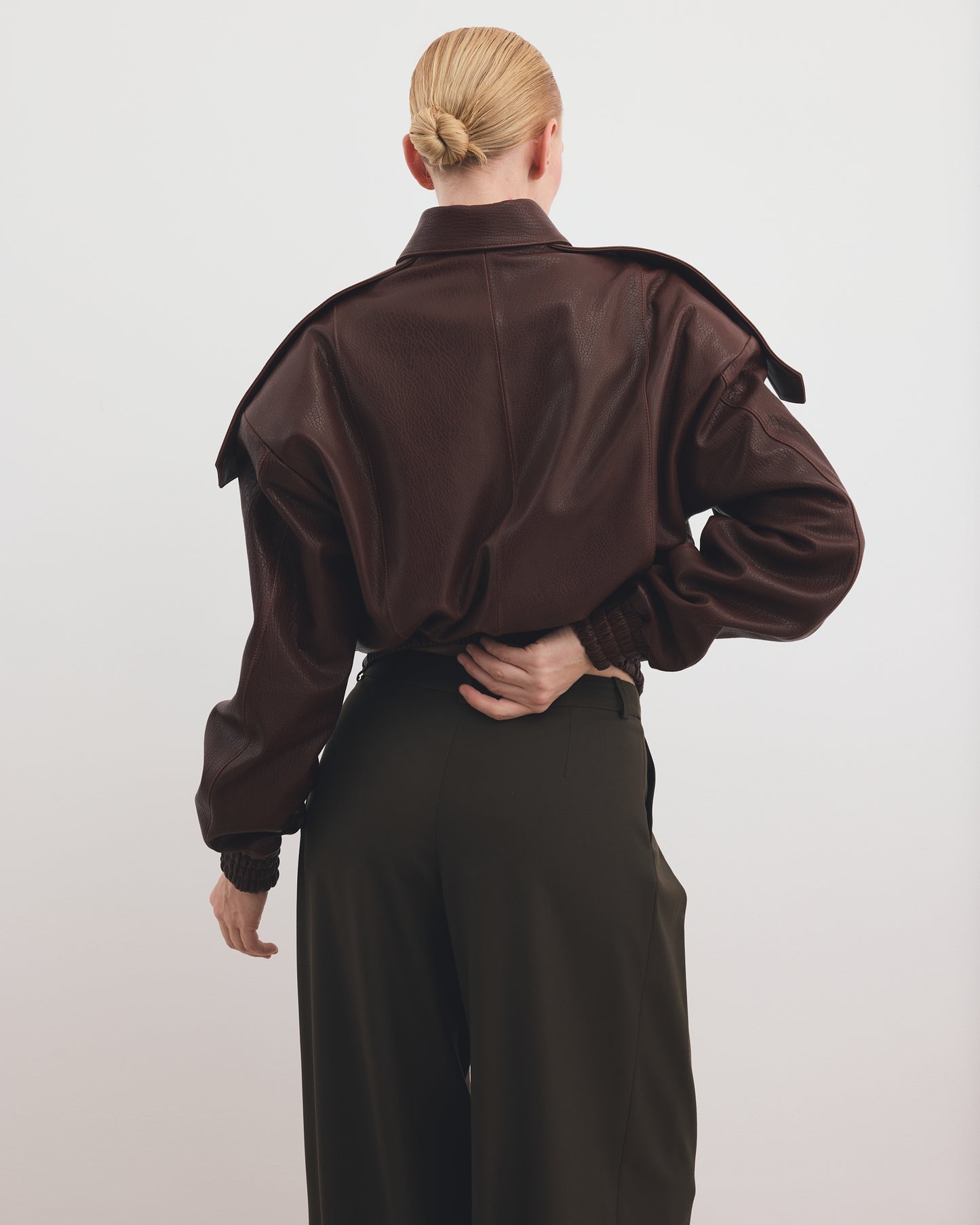 STRUCTURED BOMBER LEATHER JACKET