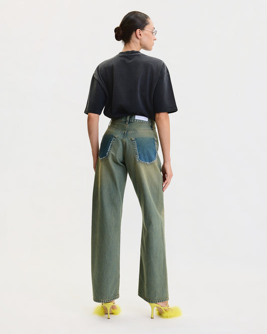 LOOSE FIT JEANS IN FADED BRIGHT GREEN