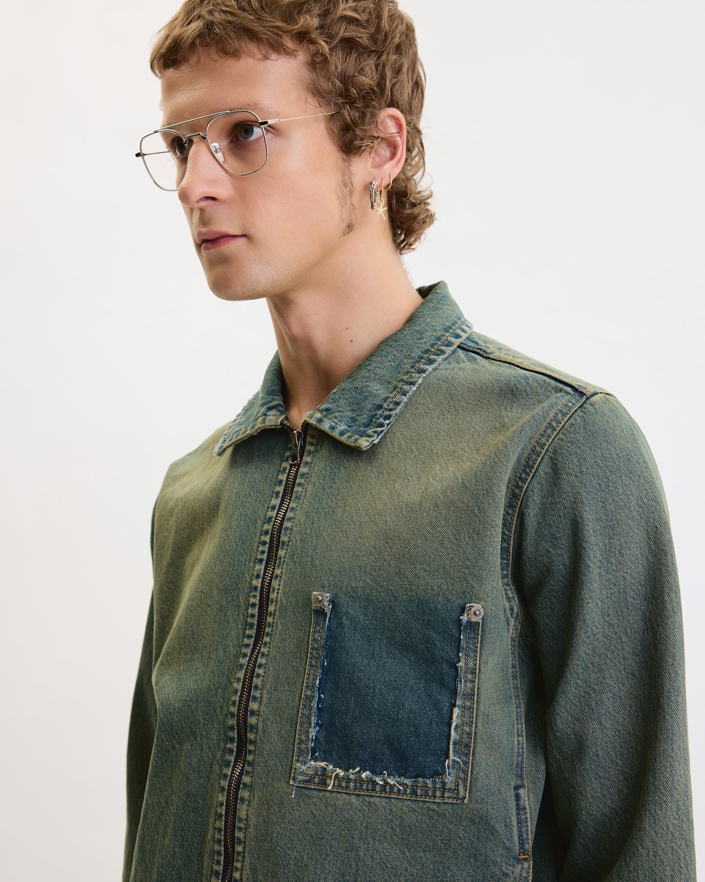 DENIM JACKET IN FADED BRIGHT GREEN