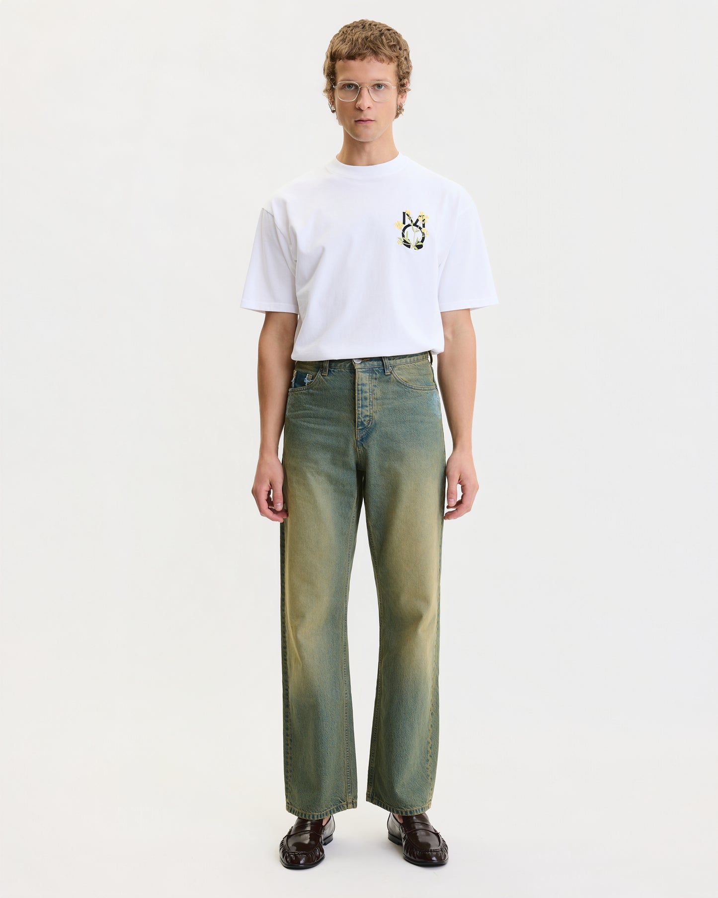 LOOSE FIT JEANS IN FADED BRIGHT GREEN