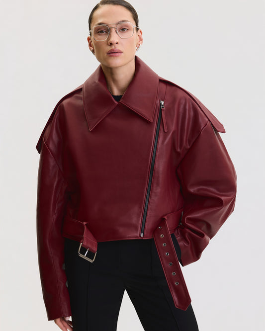 OVERSIZED BIKER LEATHER JACKET