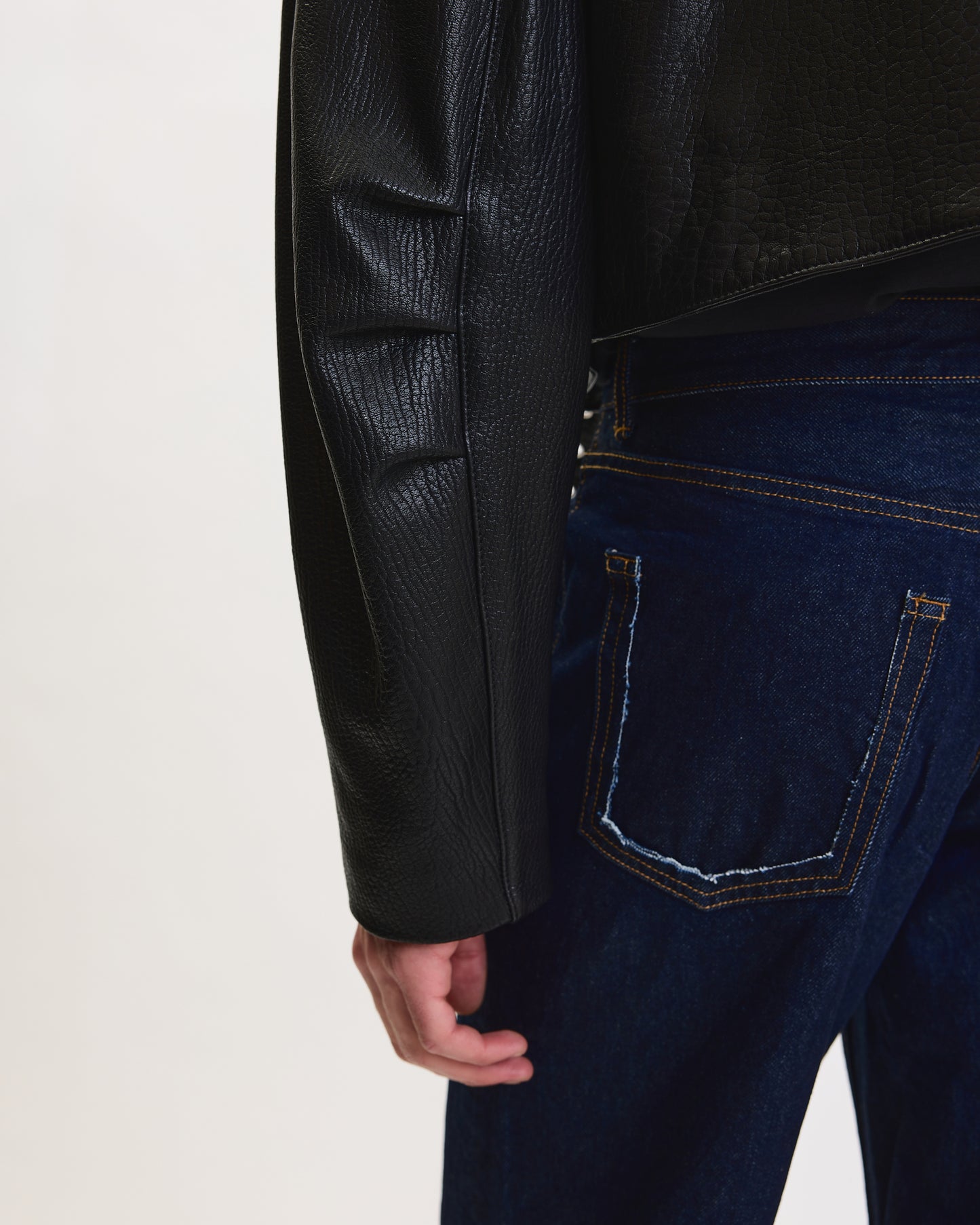 VINTAGE-FINISH OVERSIZED BIKER LEATHER JACKET