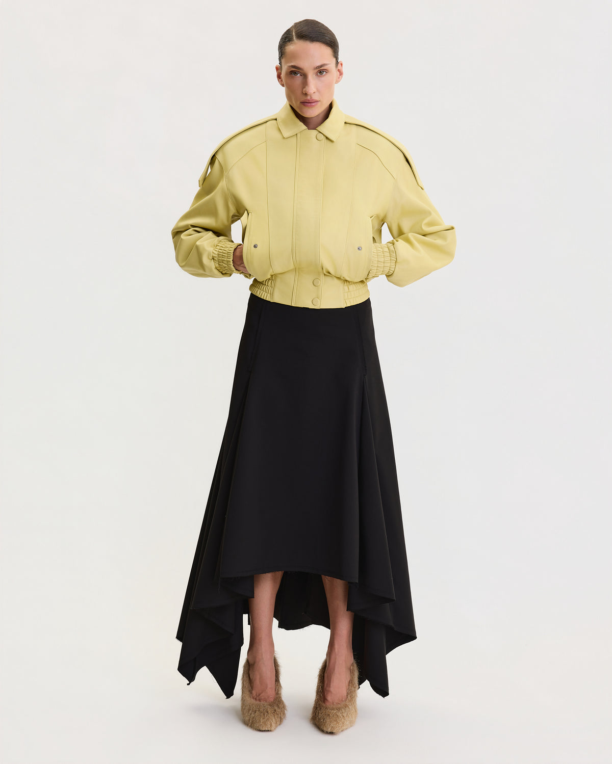 STRUCTURED BOMBER LEATHER JACKET