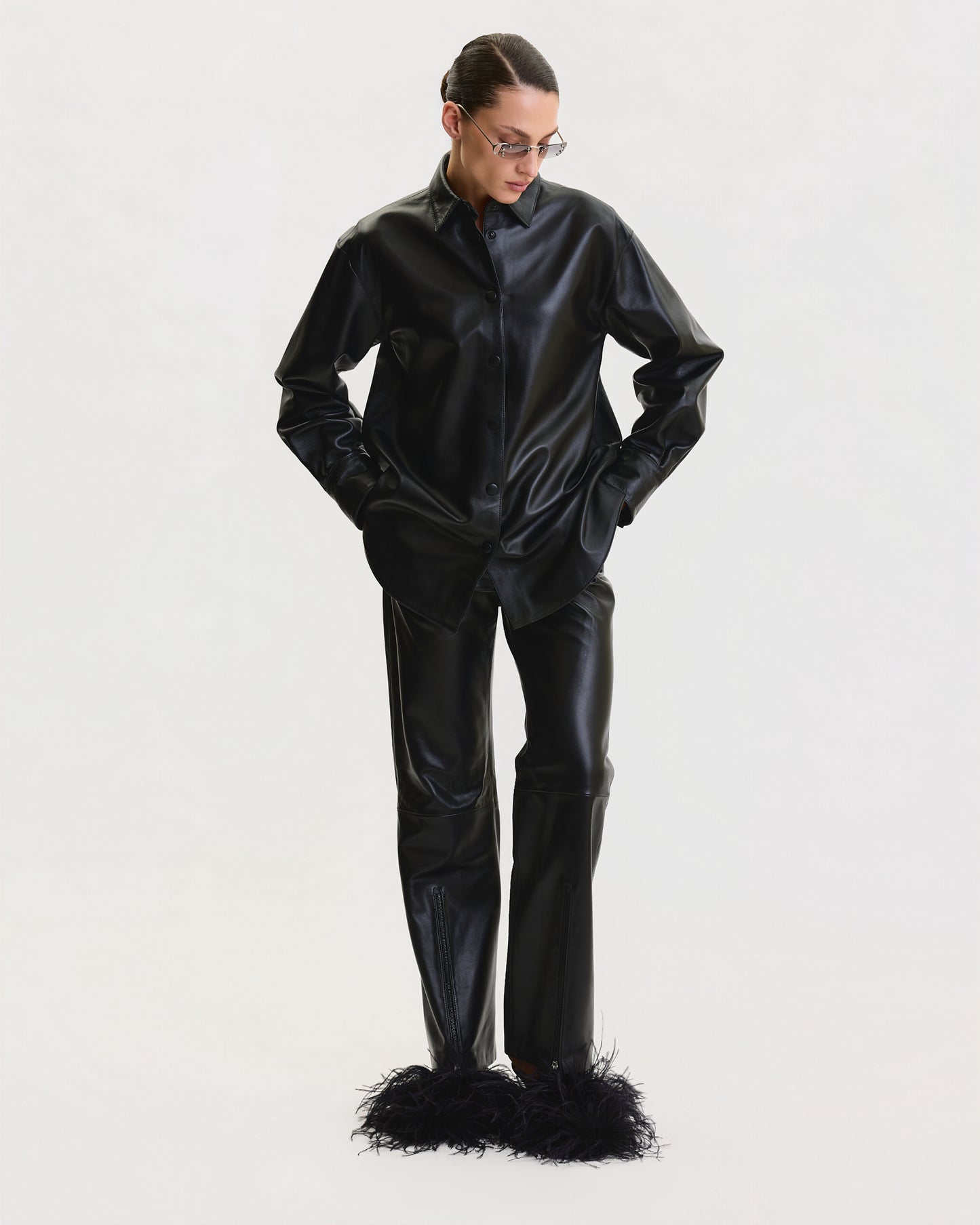 THE LEATHER OVERSIZED SHIRT