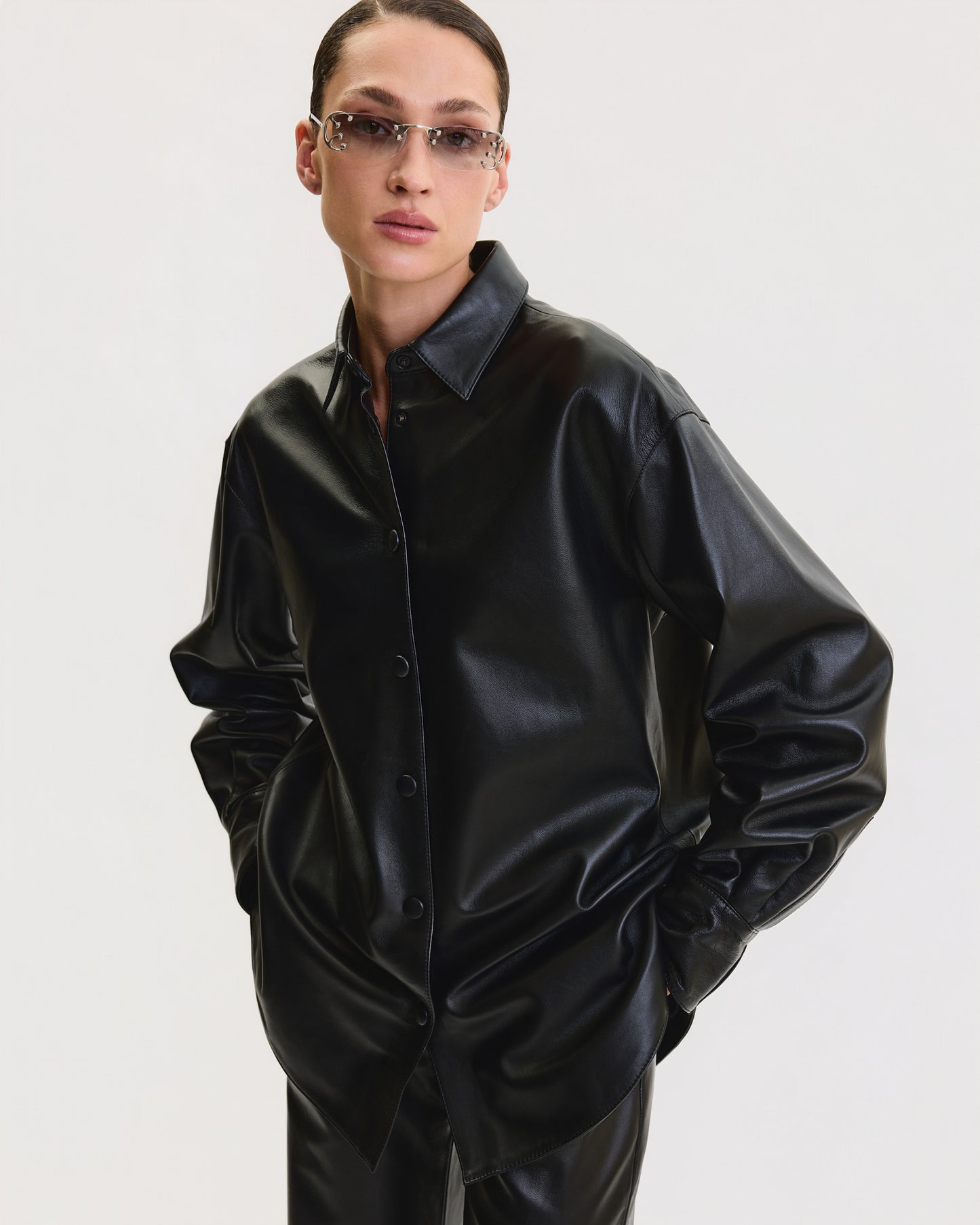 THE LEATHER OVERSIZED SHIRT