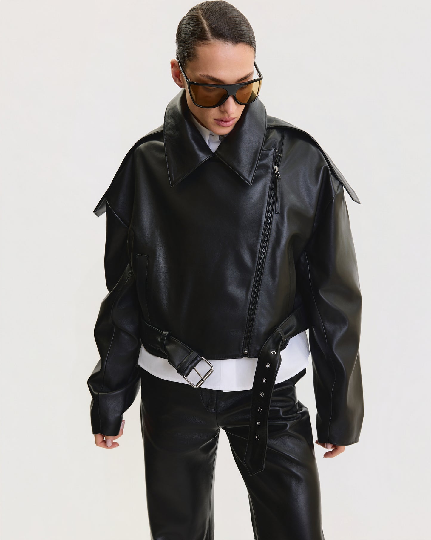 OVERSIZED BIKER LEATHER JACKET