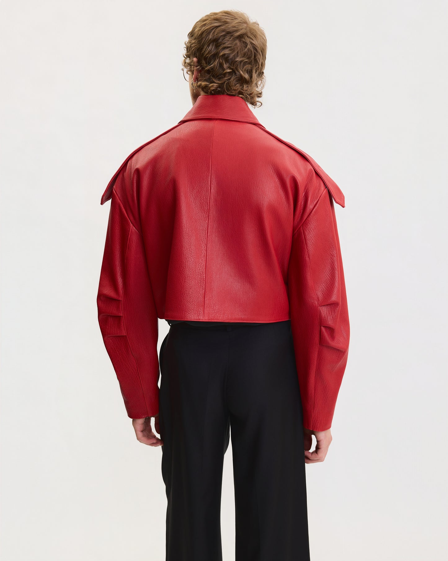 VINTAGE-FINISH OVERSIZED BIKER LEATHER JACKET