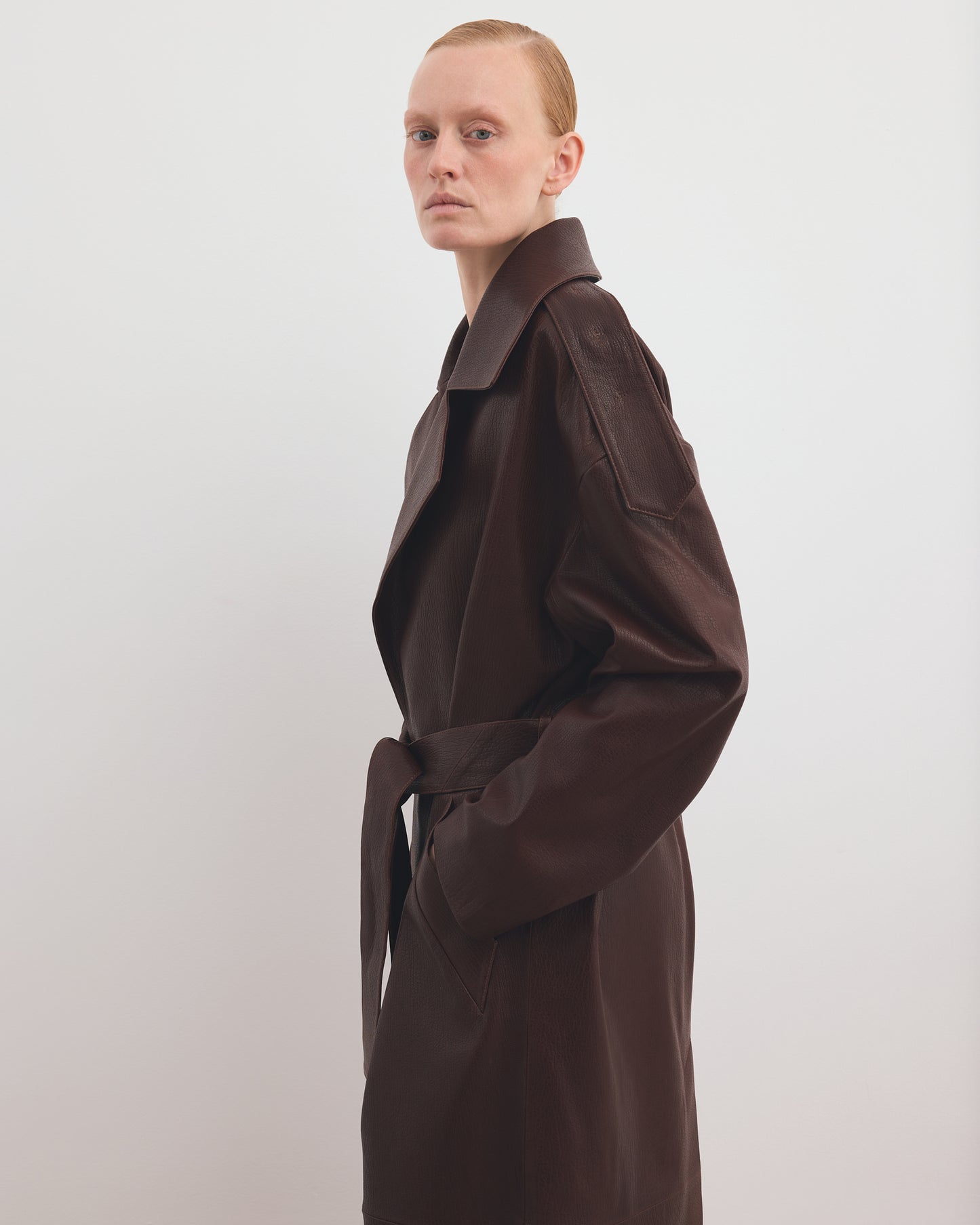 OVERSIZED WRAPPED LEATHER COAT