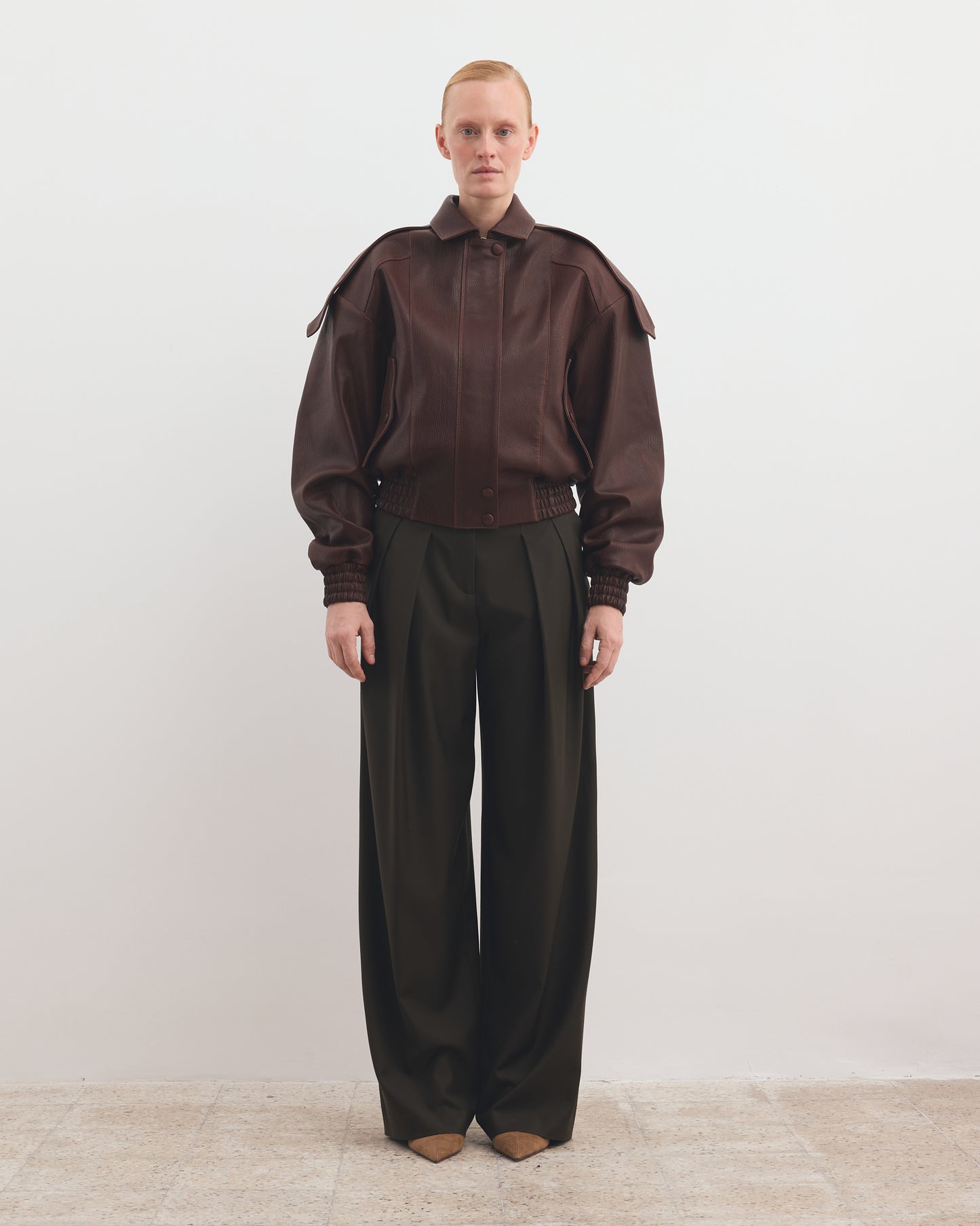 STRUCTURED BOMBER LEATHER JACKET